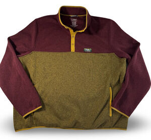 L.L.Bean Sweater Fleece Pullover Snap Neck Jacket Men's XXL Regular Burgundy